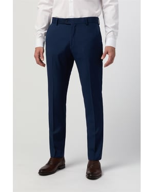 Flat Fronted Slim Fit Suit Trousers in Navy