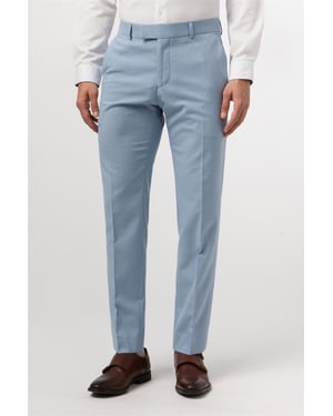 Flat Fronted Slim Fit Suit Trousers in Light Blue