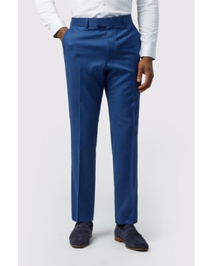 Flat Fronted Tailored Suit Trousers in Blue