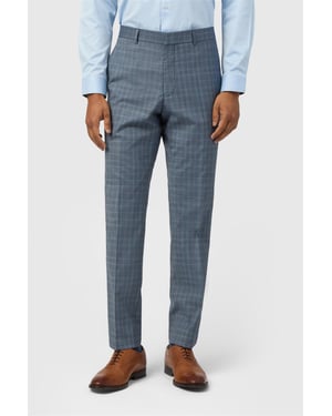 Flat Fronted Slim Fit Suit Trousers in Grey