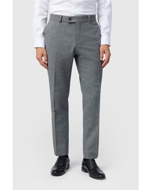 Flat Fronted Slim Fit Suit Trousers in Grey