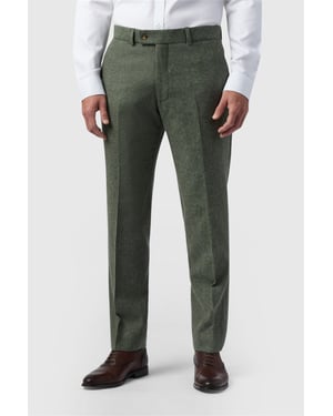 Flat Fronted Regular Suit Trousers in Olive
