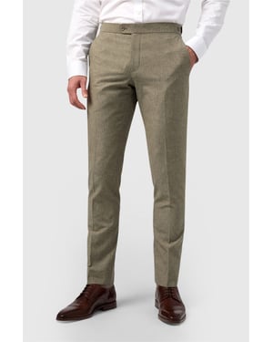 Flat Fronted Tailored Suit Trousers in Khaki