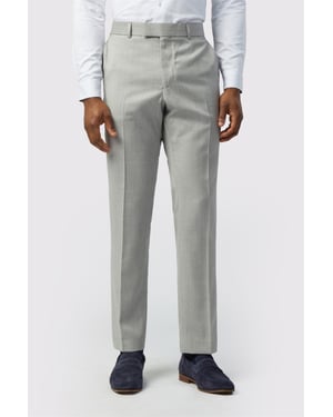 Flat Fronted Tailored Suit Trousers in Silver