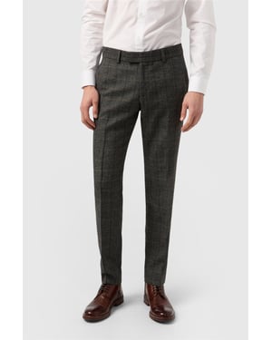 Flat Fronted Slim Fit Suit Trousers in Charcoal