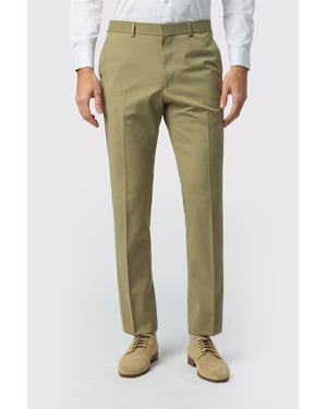 Flat Fronted Slim Fit Suit Trousers in Khaki