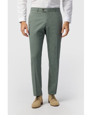 Flat Fronted Slim Fit Suit Trousers in Pale Green