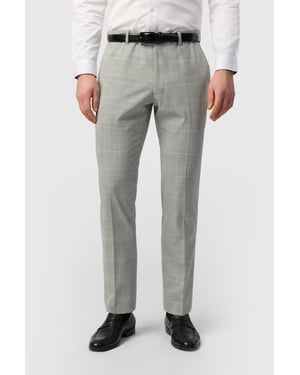 Flat Fronted Slim Fit Suit Trousers in Silver