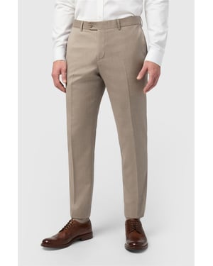 Flat Fronted Tailored Suit Trousers in Stone