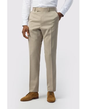 Flat Fronted Tailored Suit Trousers in Stone