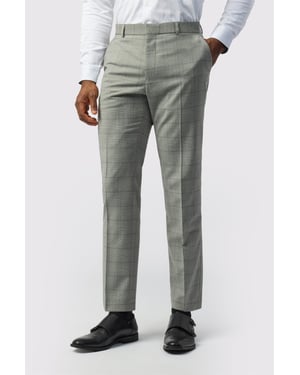 Flat Fronted Slim Fit Suit Trousers in Silver