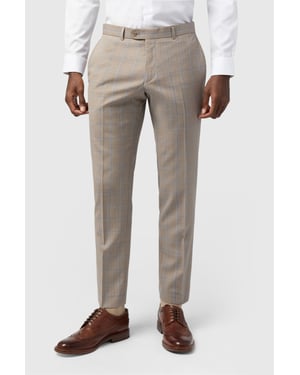 Flat Fronted Tailored Suit Trousers in Stone