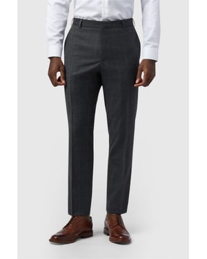 Flat Fronted Slim Fit Suit Trousers in Charcoal