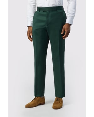 Flat Fronted Tailored Suit Trousers in Dark Green