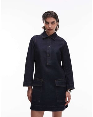 ARKET utility denim miniklänning med fickor fram i ren indigo tvätt
