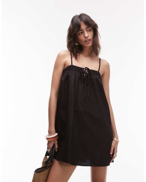 Topshop poplin mini klänning i svart