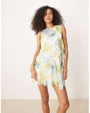 ASOS DESIGN volangskift mini klänning i blommönster