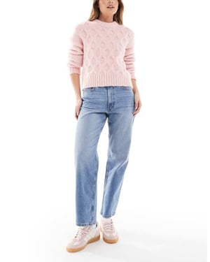 ASOS DESIGN ankellånga raka jeans i mellanblå