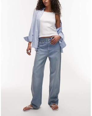 Topshop midjehöga lösa raka jeans i blekt tvätt