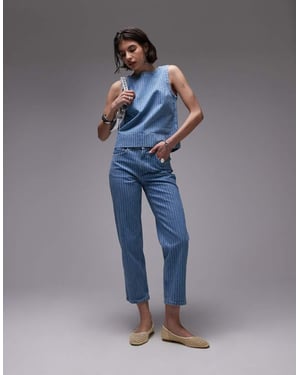 Topshop Runway mid rise rak cropped jeans med blekstrimma