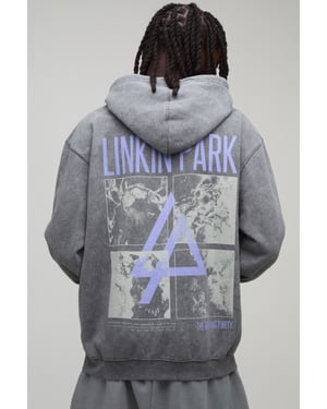 Oversized Linkin Park Acid Wash License Print Hoodie