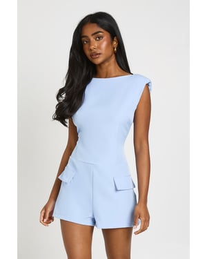 Slash Neck Tailored Playsuit