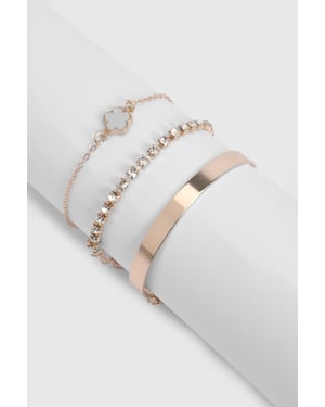 Gold Enamel Flower Bracelets 3 Pack