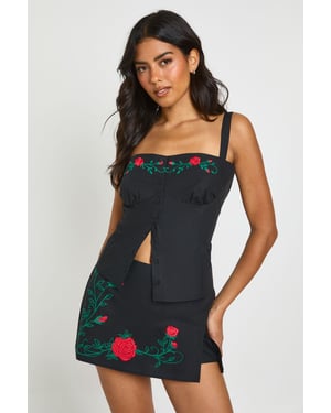 Poplin Embroidered Mini Skirt