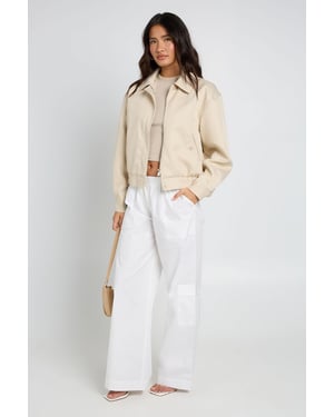 Poplin Wide Leg Cargo Trousers