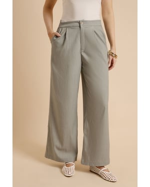 Pleat Front Wide Leg Trouser