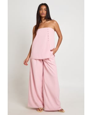 Concealed Waistband Wide Leg Tailored Trousers