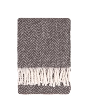 Furn Tweedie Brushed Herringbone Throw, Charcoal