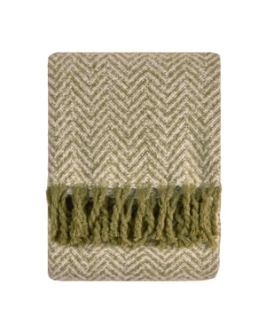 Furn Tweedie Brushed Herringbone Throw, Green