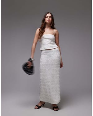 Topshop premium paljetterad midi kjol i vitt
