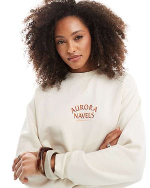 Cotton on orange fruit graphic crew neck sweatshirt i kokosnöt