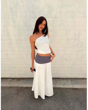 Labelrail x Barbara Ines jersey waistband midaxi skirt in white and grey