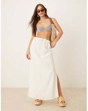 JDY linen mix maxi skirt in white