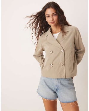 JDY boxy short trench coat in beige