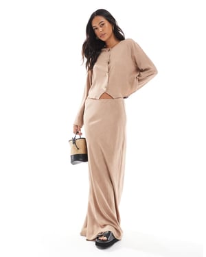 ASOS DESIGN linne-look koord maxikjol i sten