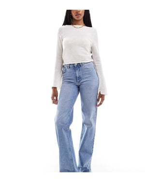 ONLY Hög midja juiciga vida jeans i mellanblå