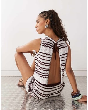 COLLUSION crochet open back top co-ord