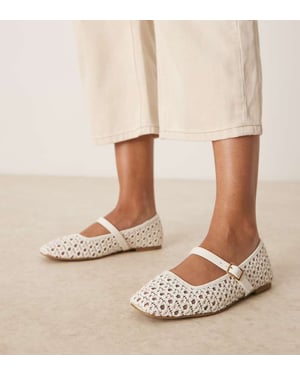 ASOS DESIGN Vid Passform Lottie mary jane balett i off-white väv