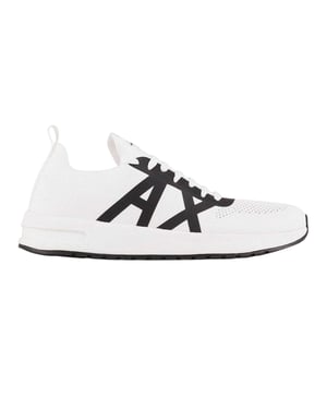 Armani Exchange Heren Logo Trainers (Wit, Zwart)
