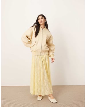 ARRANGE lace drawstring detail volume maxi skirt in lemon