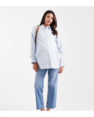 ASOS DESIGN Graviditetsankelsporande bekväma stretch raka benjeans i mid blue