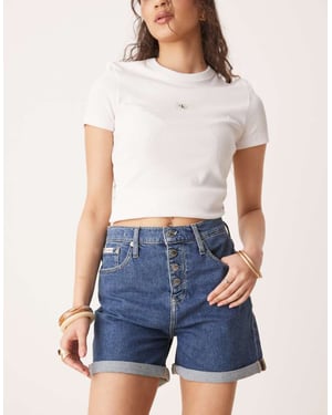 Calvin Klein Jeans uppvikta mom-shorts i mörk tvätt