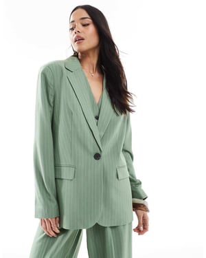 Vero Moda mix and match oversized blazer co-ord in green pinstripe