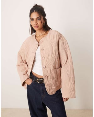 ASOS DESIGN textured quilted cotton jacket in pale pink