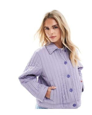 ASOS DESIGN Petite washed quilted shacket in lilac