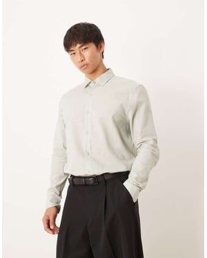 ASOS DESIGN formal linen blend regular shirt in mint green